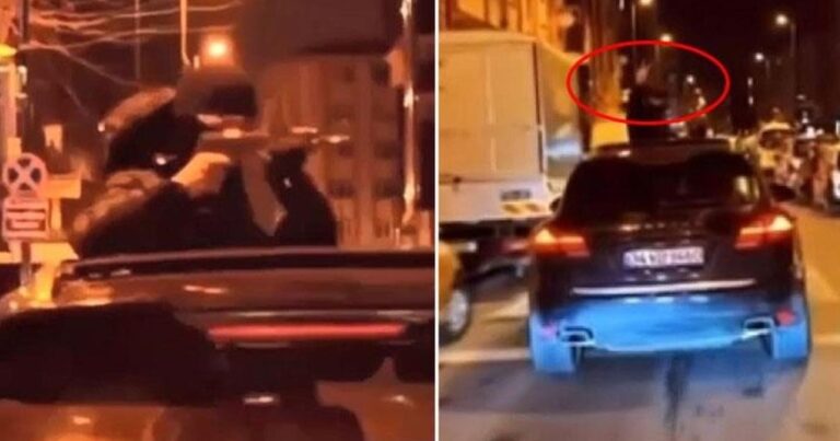 Lüks avtomobillə küçələri dolaşıb silahları ilə insanları qorxuya saldılar Lüks avtomobillə küçələri dolaşıb silahları ilə insanları qorxuya saldılar