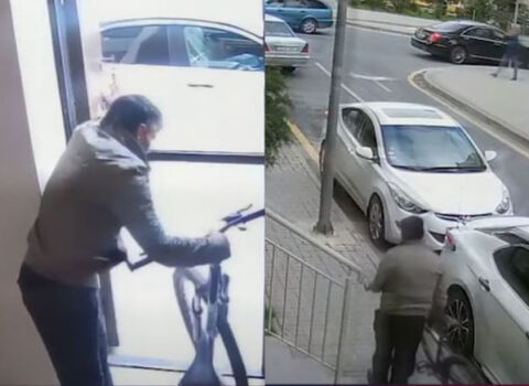 Bakıda velosiped oğrusu kameraya düşdü – VİDEO