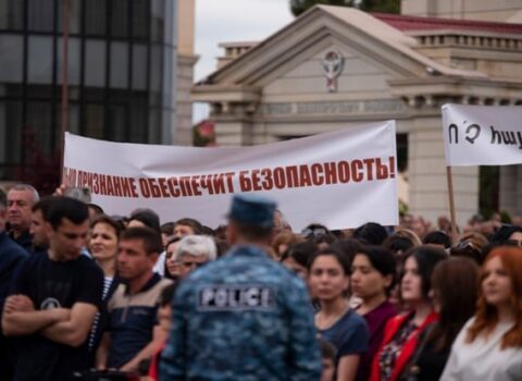 Xankəndidə separatçılar anti-Rusiya mitinqi keçirdi – FOTOLAR