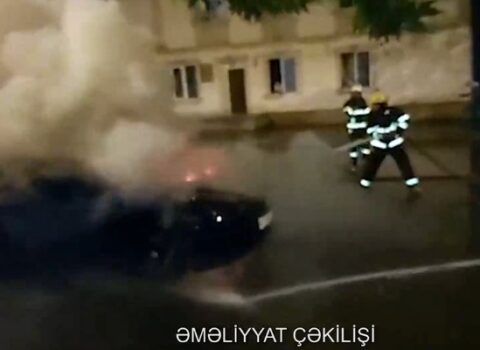Mingəçevirdə “Hyundai” yandı – VİDEO