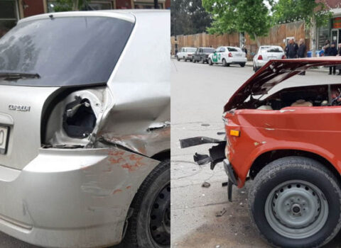 Gəncədə iki minik maşını toqquşdu – FOTO