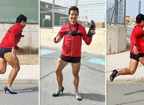 Hündürdaban ayaqqabı ilə qaçışda rekorda İMZA ATDI – VİDEO