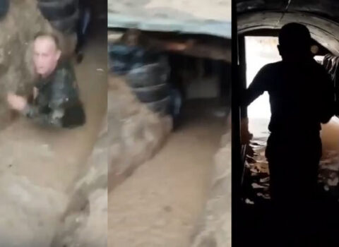 Ermənistan ordusunun acınacaqlı vəziyyəti: Səngərlər sel sularının altında qaldı – VİDEO