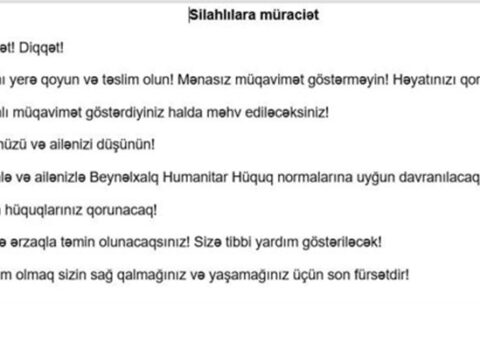 “Silahı yerə qoyun və təslim olun! Mənasız müqavimət göstərməyin!” – MÜRACİƏT