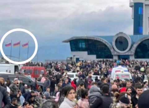 Xocalı aeroportundakı Ermənistan bayrağı belə endirildi – VİDEO