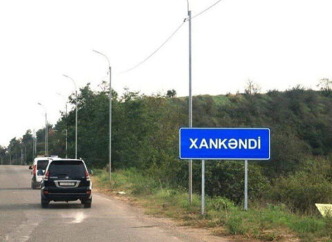 Xankəndidə azərbaycanca yol nişanı – FOTO