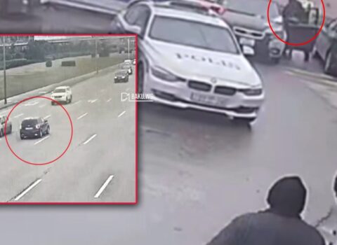 Bakını bir-birinə qatan sürücünü 3 DYP maşını belə saxladı – ANBAAN VİDEO