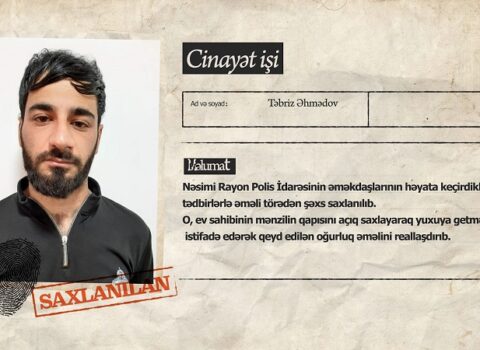 Qapısı açıq qalan evdən 18500 manat oğurlayan şəxs saxlanıldı