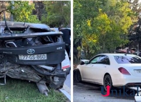 Bakıda “S class” “Prius”la toqquşdu – VİDEO