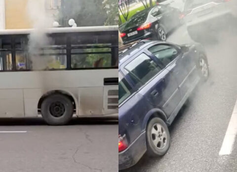 Bakının mərkəzində avtobusda yanğın baş verib? – VİDEO