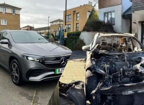 Elektriklə işləyən “Mercedes” enerji yığarkən partladı – VİDEO