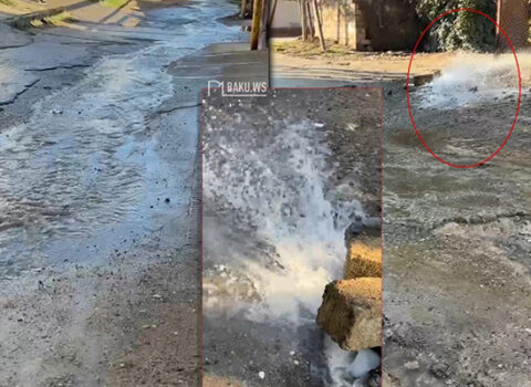 Bakıda su borusu partladı – Yolda “şəlalə” yarandı (VİDEO)