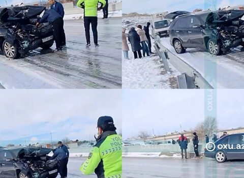 Bakı-Şamaxı yolu buz bağlayıb