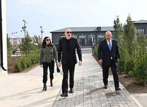 Prezident və birinci xanım Sarıcalı kəndinin ilk mərhələsinin açılışında iştirak ediblər – FOTO