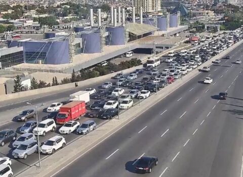 Bakının bir sıra yollarında tıxac yarandı