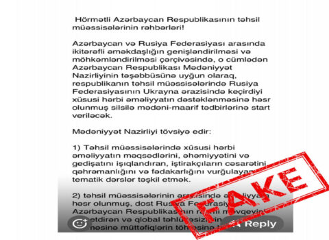 Mədəniyyət Nazirliyinin Rusiya ilə əməkdaşlığına dair saxta sənəd yayılıb