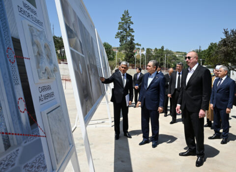 Prezident və Berdiməhəmmədov Yeni Şuşa məscidində – FOTOLAR