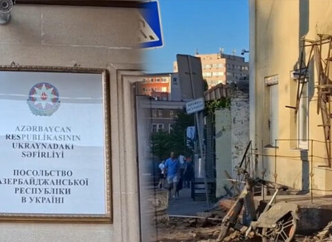 Raketin zərər vurduğu səfirliyimizin görüntüləri