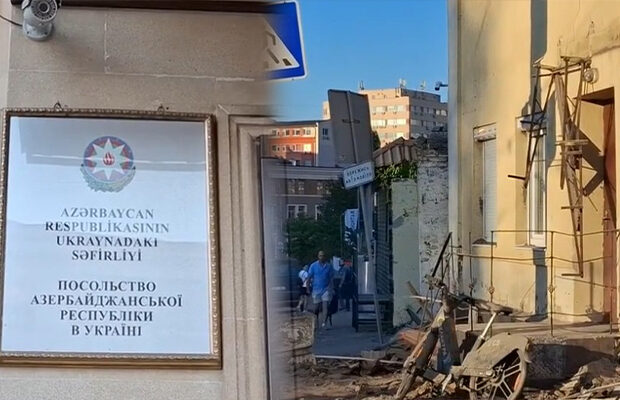 Raketin zərər vurduğu səfirliyimizin görüntüləri