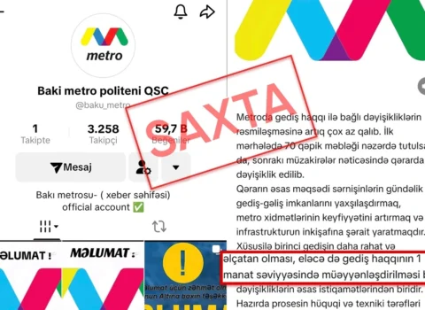 Bakı Metropoliteni saxta TikTok hesabı ilə bağlı açıqlama yaydı
