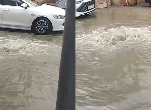 Xırdalanda küçələri su basdı: çətinlik yarandı – FOTOLAR