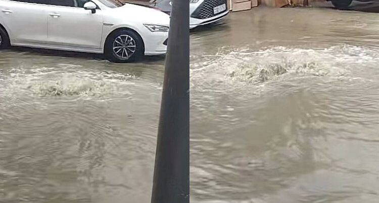 Xırdalanda küçələri su basdı: çətinlik yarandı – FOTOLAR