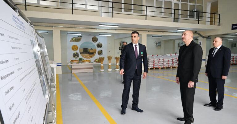 İlham Əliyev Sabirabad Sənaye Məhəlləsində toxum istehsalı müəssisəsinin fəaliyyəti ilə tanış olub İlham Əliyev Sabirabad Sənaye Məhəlləsində toxum istehsalı müəssisəsinin fəaliyyəti ilə tanış olub