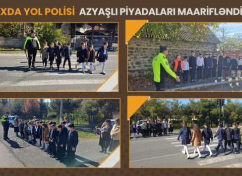 Qaxda yol polisi azyaşlı piyadaları maarifləndirib