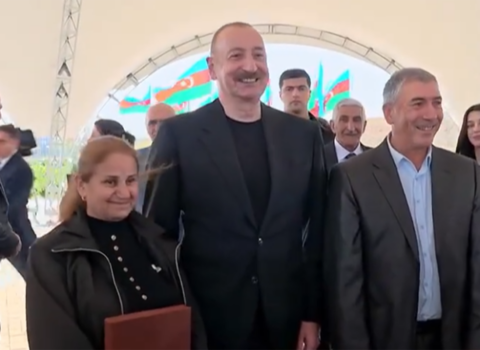 “Cənab Prezident, oğlum əsgərdir, tapşırdı ki, şəkil çəkdirək” – VİDEO