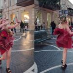 Bakının mərkəzində qəribə geyimdə gəzən qız kimdir? – VİDEO