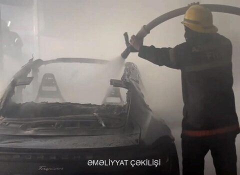 Bakıda təmir sexində yanğın – “Porsche” yandı – VİDEO