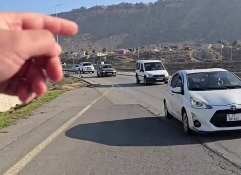 Bakıda yolda təhlükəli vəziyyət – Qəza riski var – VİDEO