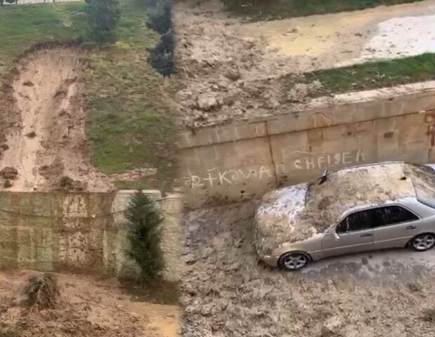 Bakıda poliklinikanın həyətində torpaq sürüşməsi BAŞ VERİB – VİDEO