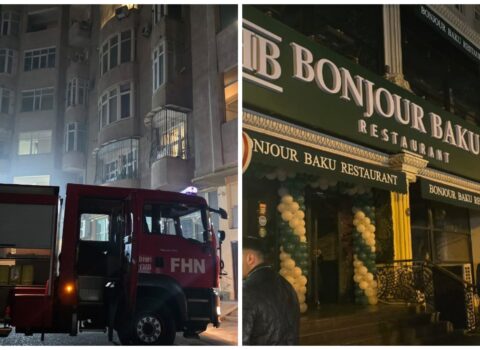 “Şərur İnşaat”ın tikdiyi binada yanğın: “Bonjour Baku” alovlandı – FOTOLAR/VİDEO