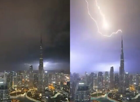 “Bürc Xəlifə”yə ildırım düşdü – Anbaan video