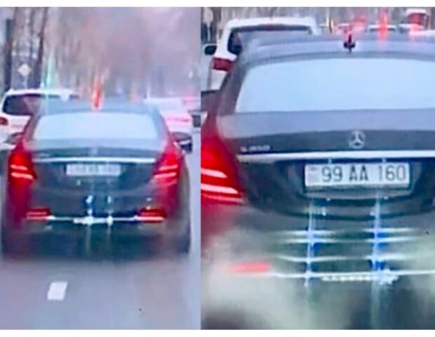 “AA” nömrəli “Mercedes”in sürücüsü görün necə “nümunəvi” hərəkət etdi — VİDEO