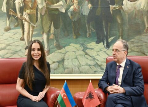 Leyla Əliyeva Tiranada Albaniya Prezidenti Bayram Beqay ilə görüşdü