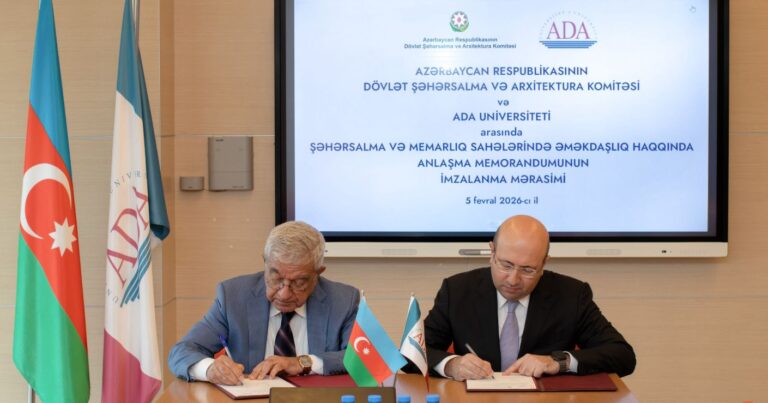 Dövlət Şəhərsalma və Arxitektura Komitəsi ilə ADA Universiteti arasında Anlaşma Memorandumu imzalanıb Dövlət Şəhərsalma və Arxitektura Komitəsi ilə ADA Universiteti arasında Anlaşma Memorandumu imzalanıb
