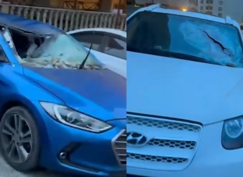 Bakıda binanın fasadı uçaraq maşınları zədələdi – VİDEO
