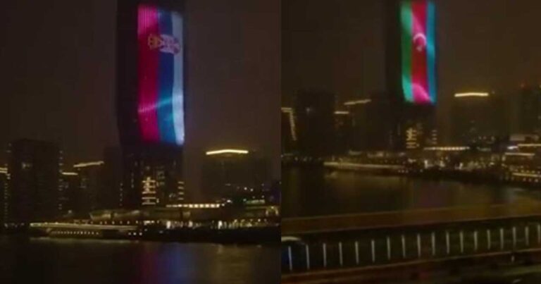 Belqradın ən hündür binasında Azərbaycan bayrağı əks olundu – VİDEO