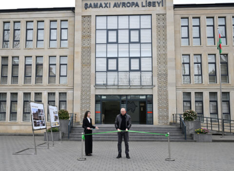 Prezident Şamaxı Avropa liseyinin yeni binasının açılışında