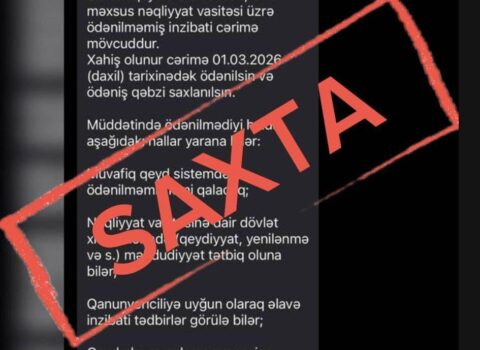 Cərimə borcu SMS-ləri ilə aldanılmayın – XƏBƏRDARLIQ