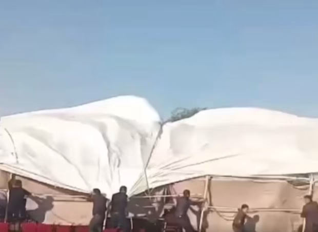 Güclü külək toy çadırını uçurtdu -VİDEO