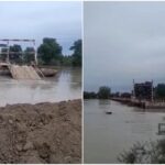 Kür qalxdı: Kəndləri birləşdirən körpü su altında qaldı