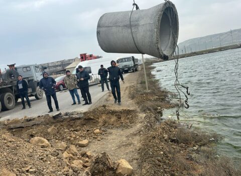 Puta gölündə su səviyyəsinin qarşısını almaq üçün əlavə beton boru quraşdırıldı