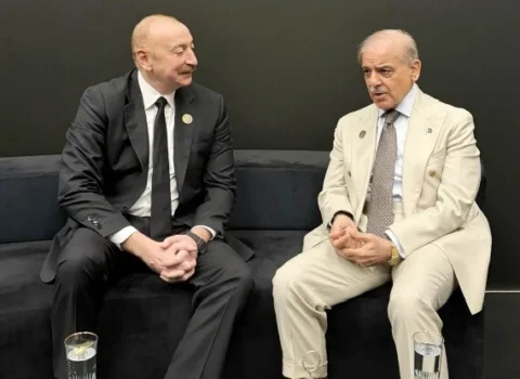 İlham Əliyev Şahbaz Şəriflə görüşdü – Foto