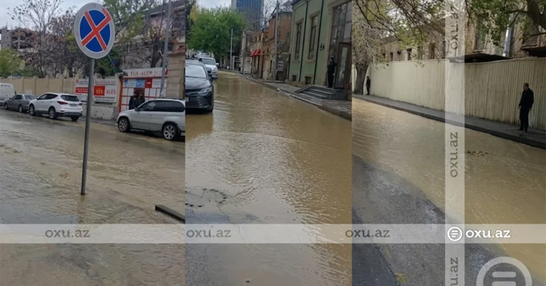 Bakıda boru partladı: küçələr sudan keçilməz oldu