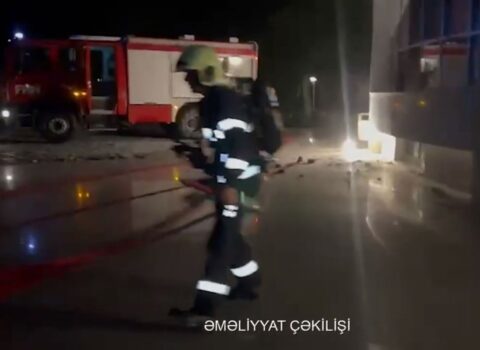Mingəçevirdə hoteldə yanğın baş verib – VİDEO