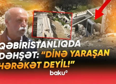 Bakıda qəbiristanlıqda DƏHŞƏT: Üçmərtəbəli ev tikdilər, qəbirlər dağıntılar altında qaldı – VİDEO