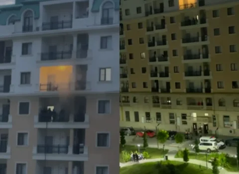Sumqayıtda bina yandı